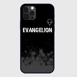 Чехол для iPhone 12 Pro Evangelion glitch на темном фоне: символ сверху, цвет: 3D-черный