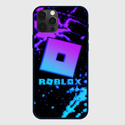 Чехол для iPhone 12 Pro Roblox logo neon gradient, цвет: 3D-черный