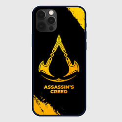 Чехол для iPhone 12 Pro Assassins Creed - gold gradient, цвет: 3D-черный
