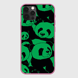Чехол для iPhone 12 Pro Panda green pattern, цвет: 3D-малиновый