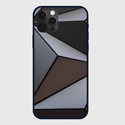 Чехол для iPhone 12 Pro Металлическая геометрическая броня, цвет: 3D-черный