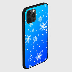 Чехол для iPhone 12 Pro Снежинки на голубом фоне, цвет: 3D-черный — фото 2