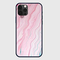 Чехол для iPhone 12 Pro Розовые и голубые линии и краски, цвет: 3D-черный