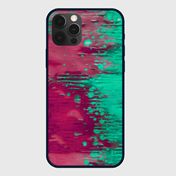 Чехол для iPhone 12 Pro Светло-розовые и зелёные краски растекаются, цвет: 3D-черный