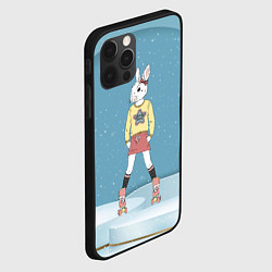 Чехол для iPhone 12 Pro Зайчиха на роликах - новый год, цвет: 3D-черный — фото 2