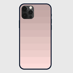 Чехол для iPhone 12 Pro Монохромный полосатый розовато-бежевый, цвет: 3D-черный
