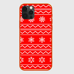 Чехол для iPhone 12 Pro Winter snowflakes, цвет: 3D-красный