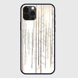 Чехол для iPhone 12 Pro Абстрактные линии на светлом фоне, цвет: 3D-черный