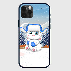 Чехол для iPhone 12 Pro Зайчик в ушанке, цвет: 3D-черный