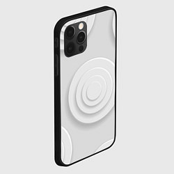 Чехол для iPhone 12 Pro Серый фон и абстрактные белые объёмные окружности, цвет: 3D-черный — фото 2