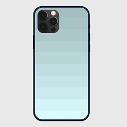 Чехол для iPhone 12 Pro Голубые горизонтальные полосы, градиент, цвет: 3D-черный