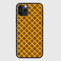 Чехол для iPhone 12 Pro Черно желтый узор в косую клетку, цвет: 3D-черный