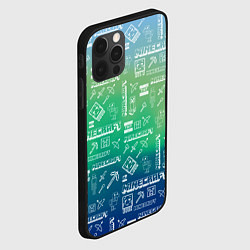Чехол для iPhone 12 Pro Майнкрафт символы на потертом фоне, цвет: 3D-черный — фото 2