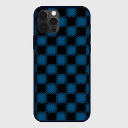 Чехол для iPhone 12 Pro Черно синий узор в клетку, цвет: 3D-черный