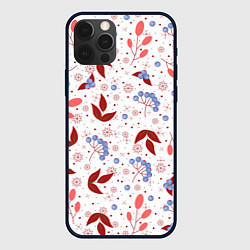 Чехол для iPhone 12 Pro Новогодние ягоды и снежинки, цвет: 3D-черный