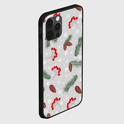 Чехол для iPhone 12 Pro Зимние ягоды и шишки, цвет: 3D-черный — фото 2