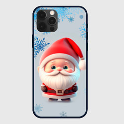 Чехол для iPhone 12 Pro Дед мороз и много снежинок, цвет: 3D-черный