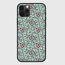 Чехол для iPhone 12 Pro Цветы сакуры и веточки - паттерн, цвет: 3D-черный