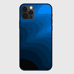Чехол для iPhone 12 Pro Абстрактный темно синий узор волны, цвет: 3D-черный