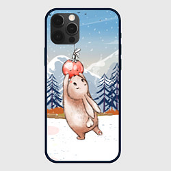 Чехол для iPhone 12 Pro Зайка и елочная игрушка, цвет: 3D-черный