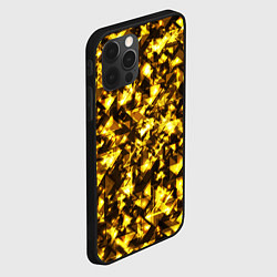 Чехол для iPhone 12 Pro Золотой узор треугольники на черном фоне, цвет: 3D-черный — фото 2