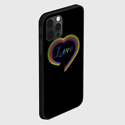 Чехол для iPhone 12 Pro Разноцветное сердце, цвет: 3D-черный — фото 2