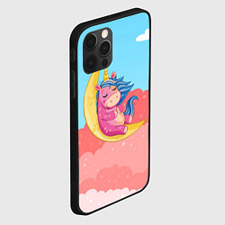 Чехол для iPhone 12 Pro Единорог на месяце, цвет: 3D-черный — фото 2