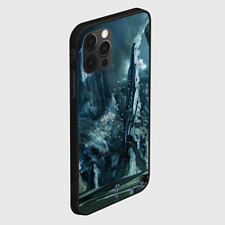 Чехол для iPhone 12 Pro Сай-фай тёмные горы и корабль, цвет: 3D-черный — фото 2