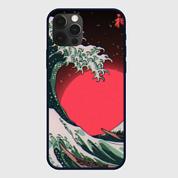 Чехол iPhone 12 Pro Японская волна в красном цвете
