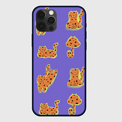 Чехол для iPhone 12 Pro Принт с леопардами, цвет: 3D-черный