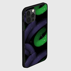 Чехол для iPhone 12 Pro Яркие полосы на темном фоне, цвет: 3D-черный — фото 2