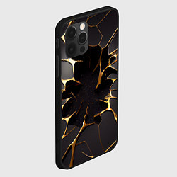 Чехол для iPhone 12 Pro Трещины в пропасть: черно-золотой узор, цвет: 3D-черный — фото 2