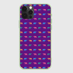 Чехол для iPhone 12 Pro Разноцветные слоны, цвет: 3D-салатовый