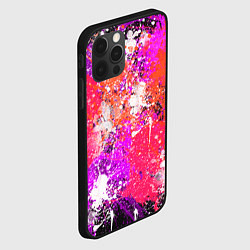 Чехол для iPhone 12 Pro Разбрызганная красная краска - темный фон, цвет: 3D-черный — фото 2