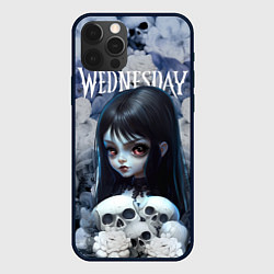 Чехол для iPhone 12 Pro Уэнсдей Адамс в цветах - мрачный арт, цвет: 3D-черный