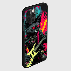 Чехол для iPhone 12 Pro Rocker Cat on a dark background - C-Cats collectio, цвет: 3D-черный — фото 2