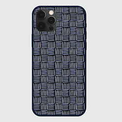 Чехол для iPhone 12 Pro Паттерн из голубых линий, цвет: 3D-черный