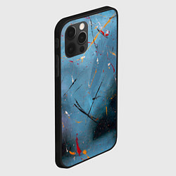 Чехол для iPhone 12 Pro Тёмно-синий абстрактный туман и краски, цвет: 3D-черный — фото 2