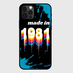 Чехол для iPhone 12 Pro Made in 1981: liquid art, цвет: 3D-черный
