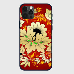 Чехол для iPhone 12 Pro Нежный цветок хохлома, цвет: 3D-черный