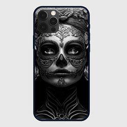 Чехол для iPhone 12 Pro Девушка с макияжем для дня мертвых, цвет: 3D-черный