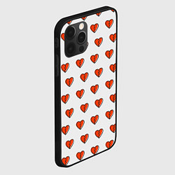 Чехол для iPhone 12 Pro Разбитые сердца на белом фоне, цвет: 3D-черный — фото 2