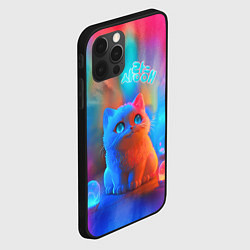 Чехол для iPhone 12 Pro Милый котенок - тай-дай, цвет: 3D-черный — фото 2