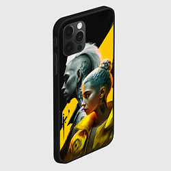 Чехол для iPhone 12 Pro Девушка и парень в стиле киберпанк, цвет: 3D-черный — фото 2