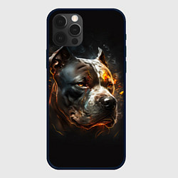 Чехол для iPhone 12 Pro Стаффордширский терьер - огонь, цвет: 3D-черный