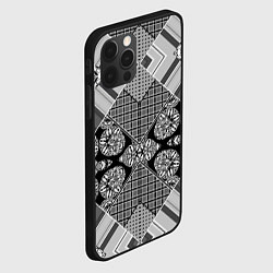 Чехол для iPhone 12 Pro Черно белый этнический лоскутный узор, цвет: 3D-черный — фото 2