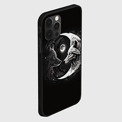Чехол для iPhone 12 Pro Волки инь-янь луна, цвет: 3D-черный — фото 2