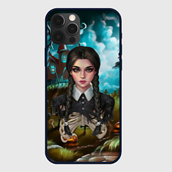 Чехол для iPhone 12 Pro Нарисованная дочь Уэнздей, цвет: 3D-черный