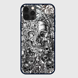 Чехол для iPhone 12 Pro Татуировки черепов, цвет: 3D-черный