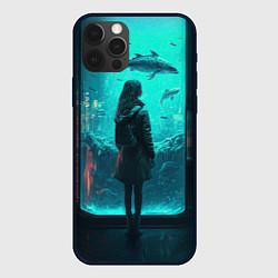 Чехол для iPhone 12 Pro Девушка и аквариум, цвет: 3D-черный